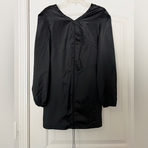 RUVE Black Satin Drawstring Mini Dress - Picture 5 of 9
